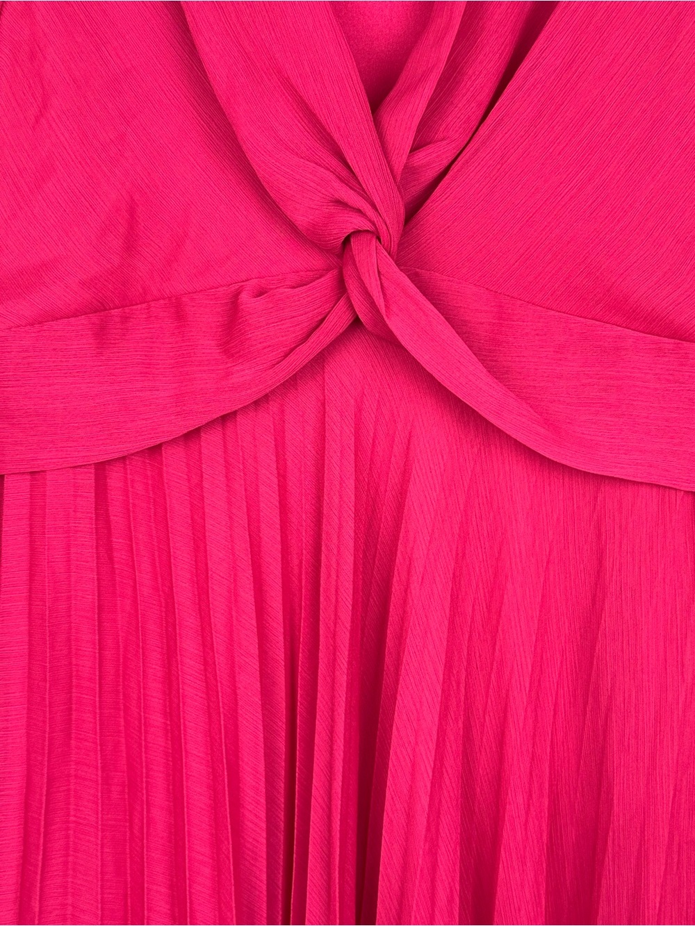 Zara Fuchsia Pink Pleated Maxi Dress Twist Front Long Sleeve XS - Picture 9 of 13